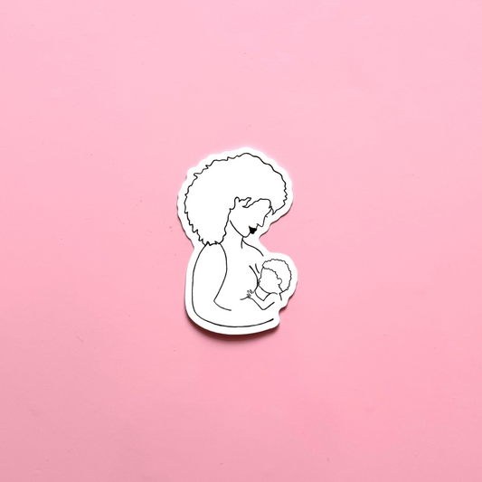 Curly Breastfeeding Mama Sticker