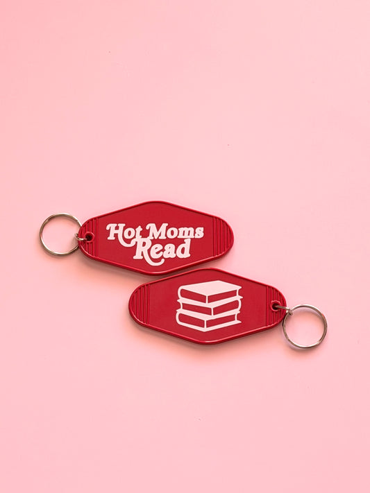 Hot Moms Read Keychain