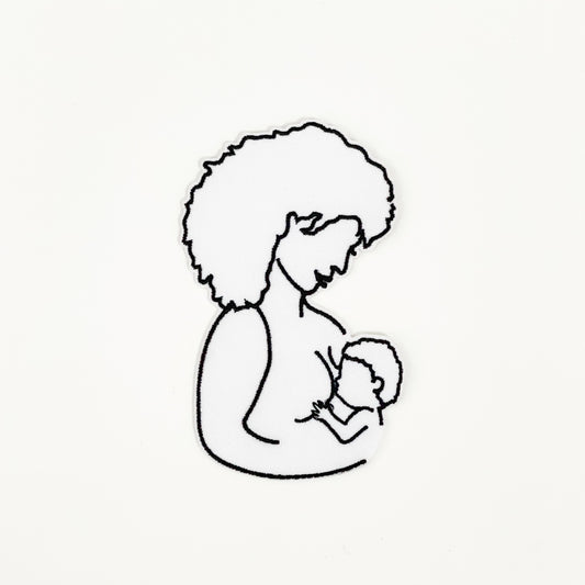 Curly Breastfeeding Mama Iron On Patch